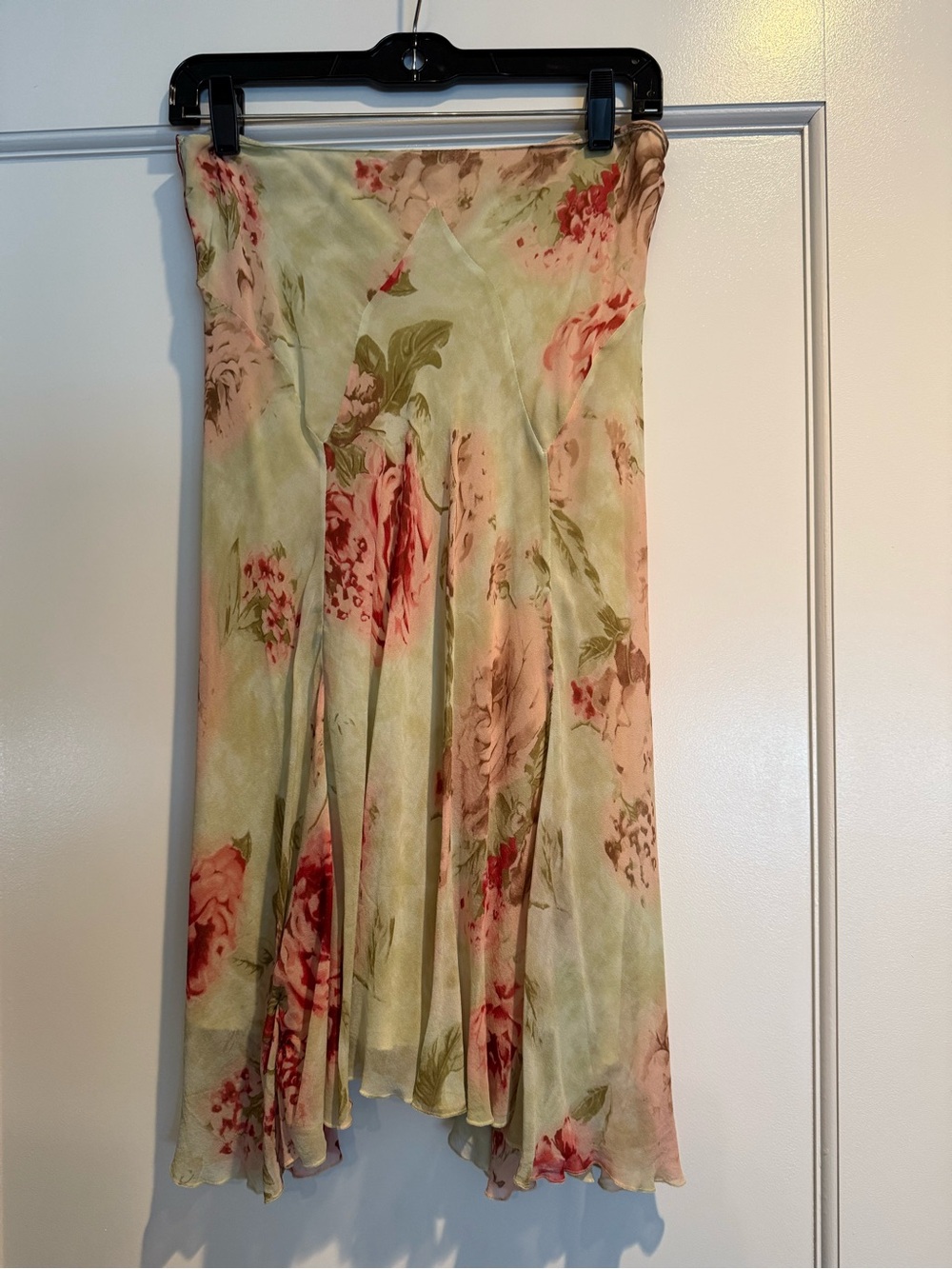 Blumarine Pastel Floral Silk Skirt with Pink Blooms